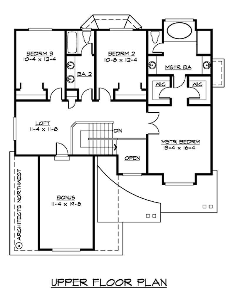 Floor Plan Second Story of Ranch Plan #115-1253