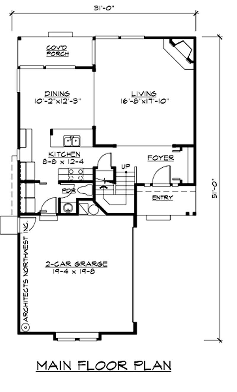 Floor Plan First Story of Multi-Level Plan #115-1254