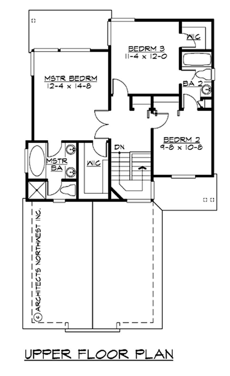 Floor Plan Second Story of Multi-Level Plan #115-1254