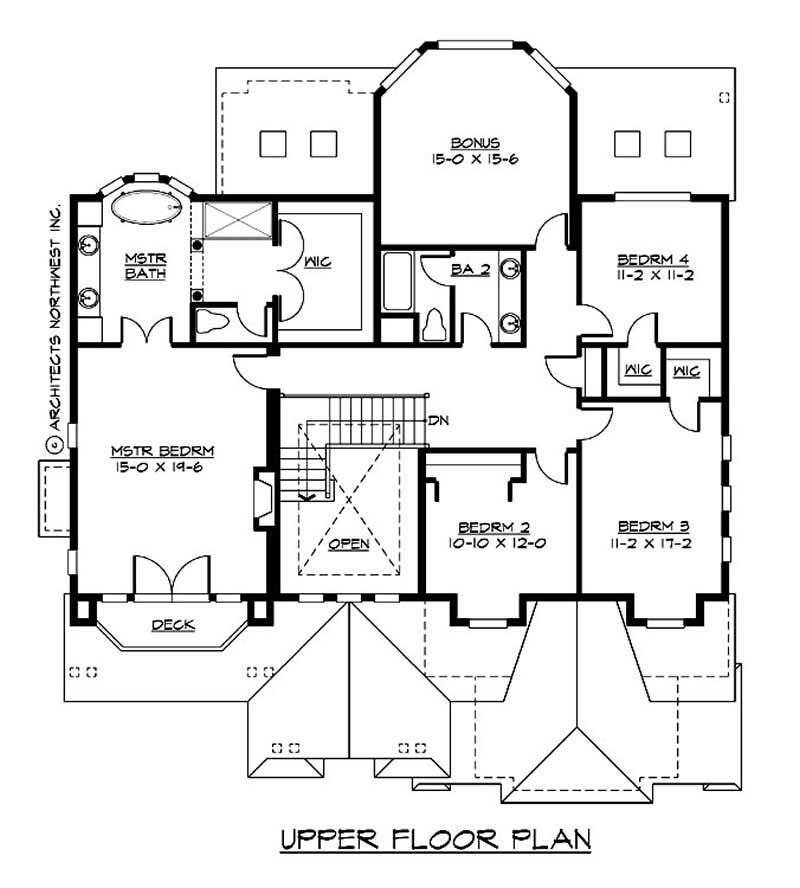 Floor Plan Second Story of Luxury Plan #115-1255