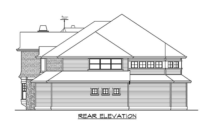 Home Plan Rear Elevation of this 4-Bedroom,4400 Sq Ft Plan -115-1256