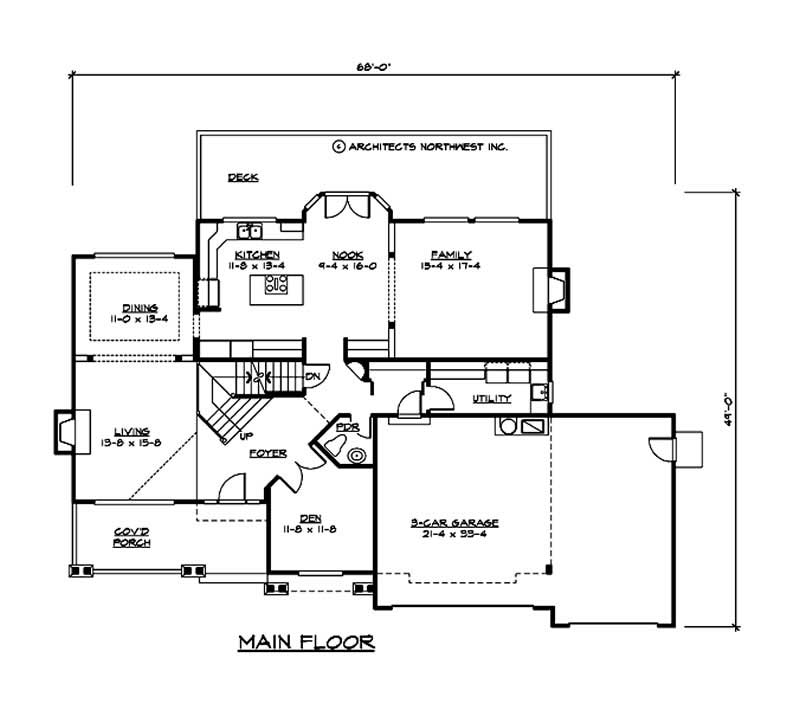 Floor Plan First Story of European Plan #115-1257