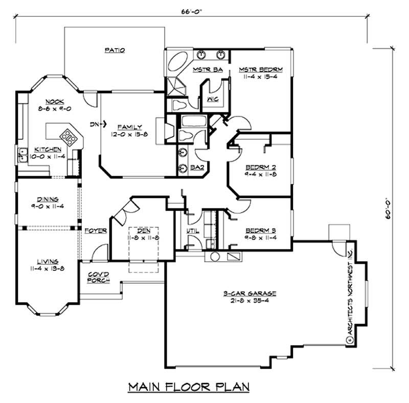 Floor Plan First Story of Ranch Plan #115-1264