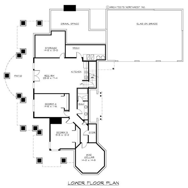 Floor Plan Basement of European Plan #115-1266