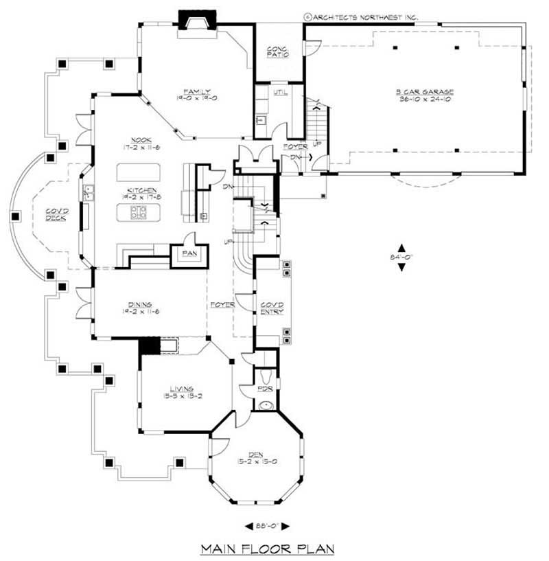 Floor Plan First Story of European Plan #115-1266
