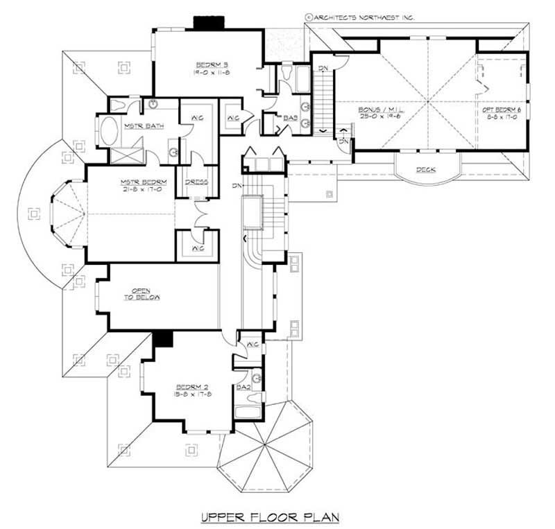 Floor Plan Second Story of European Plan #115-1266