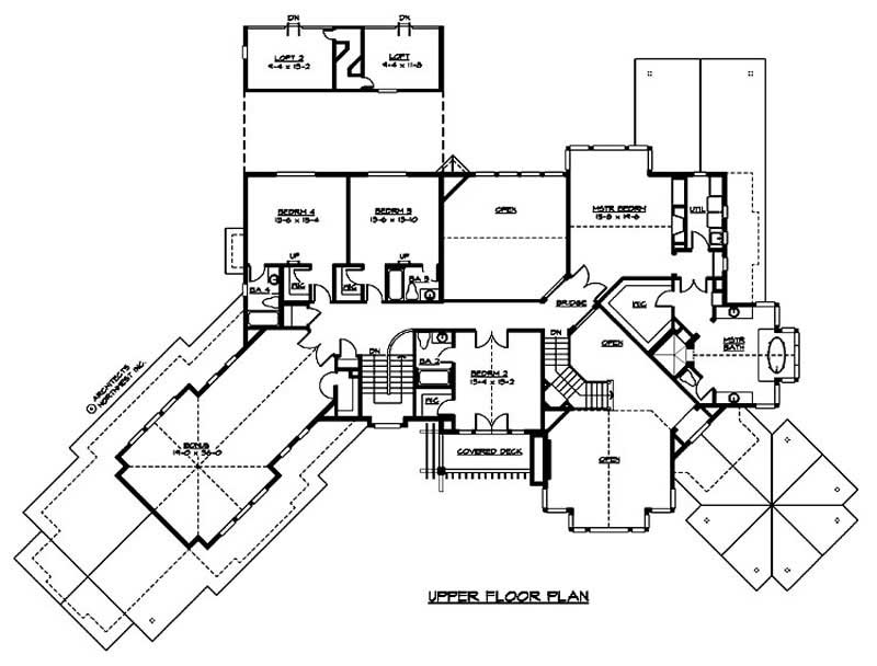 Floor Plan Second Story of European Plan #115-1267