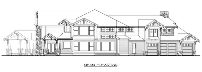 Home Plan Rear Elevation of this 5-Bedroom,5730 Sq Ft Plan -115-1268