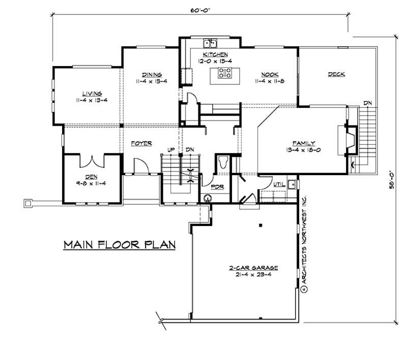 Floor Plan First Story of Multi-Level Plan #115-1269