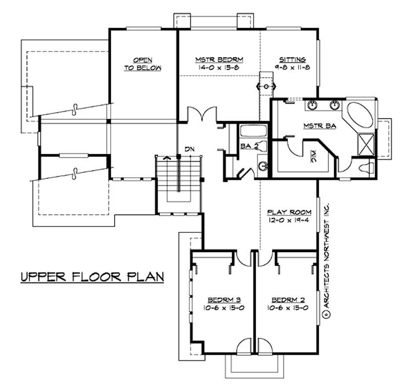 Floor Plan Second Story of Multi-Level Plan #115-1269