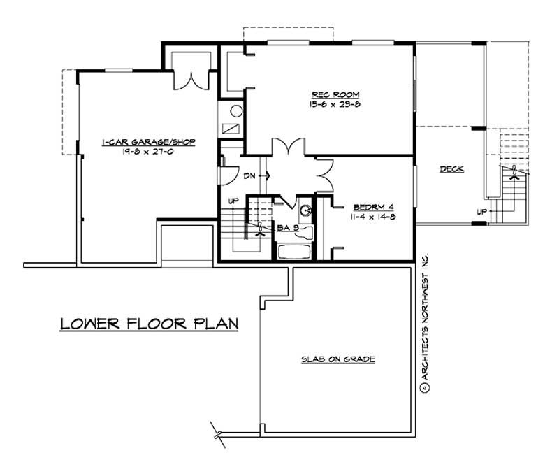 Floor Plan Basement of Multi-Level Plan #115-1269