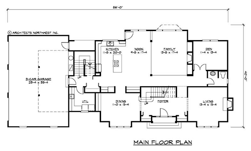 Floor Plan First Story of Colonial Plan #115-1270