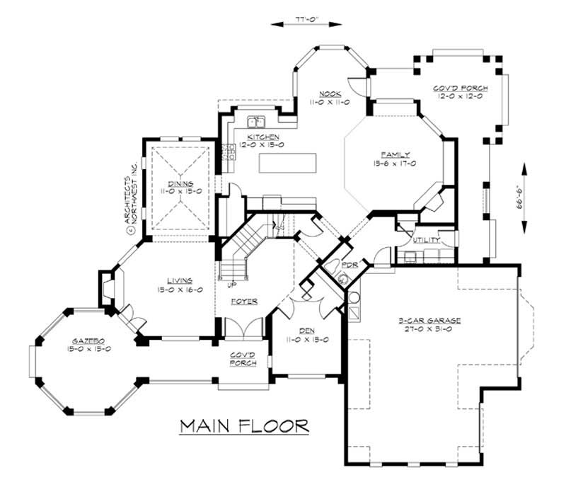 Floor Plan First Story of Country Plan #115-1274