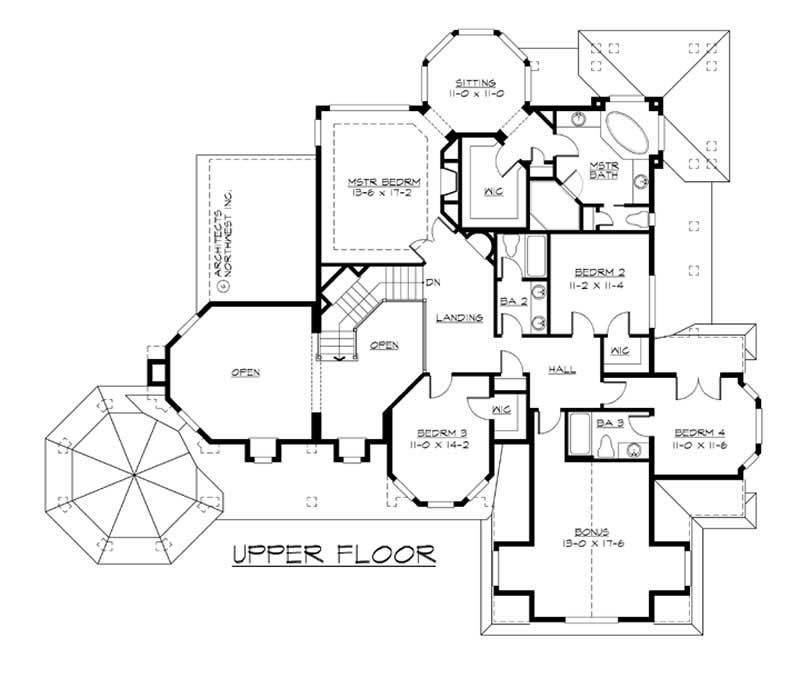Floor Plan Second Story of Country Plan #115-1274