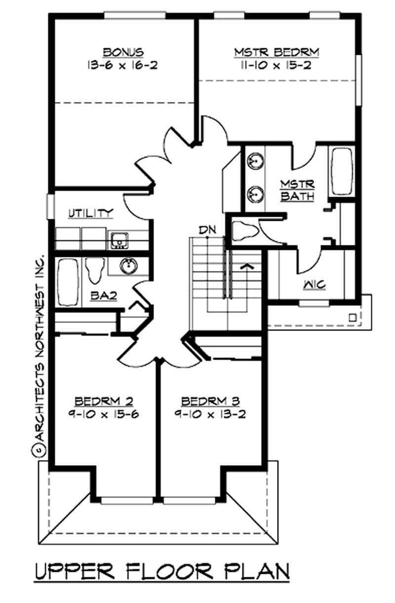Floor Plan Second Story of Craftsman Plan #115-1275