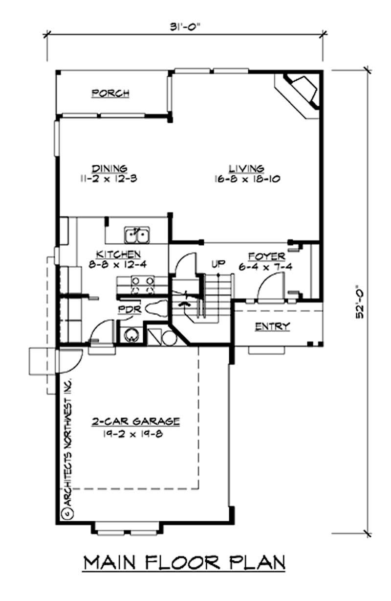 Floor Plan First Story of Multi-Level Plan #115-1277