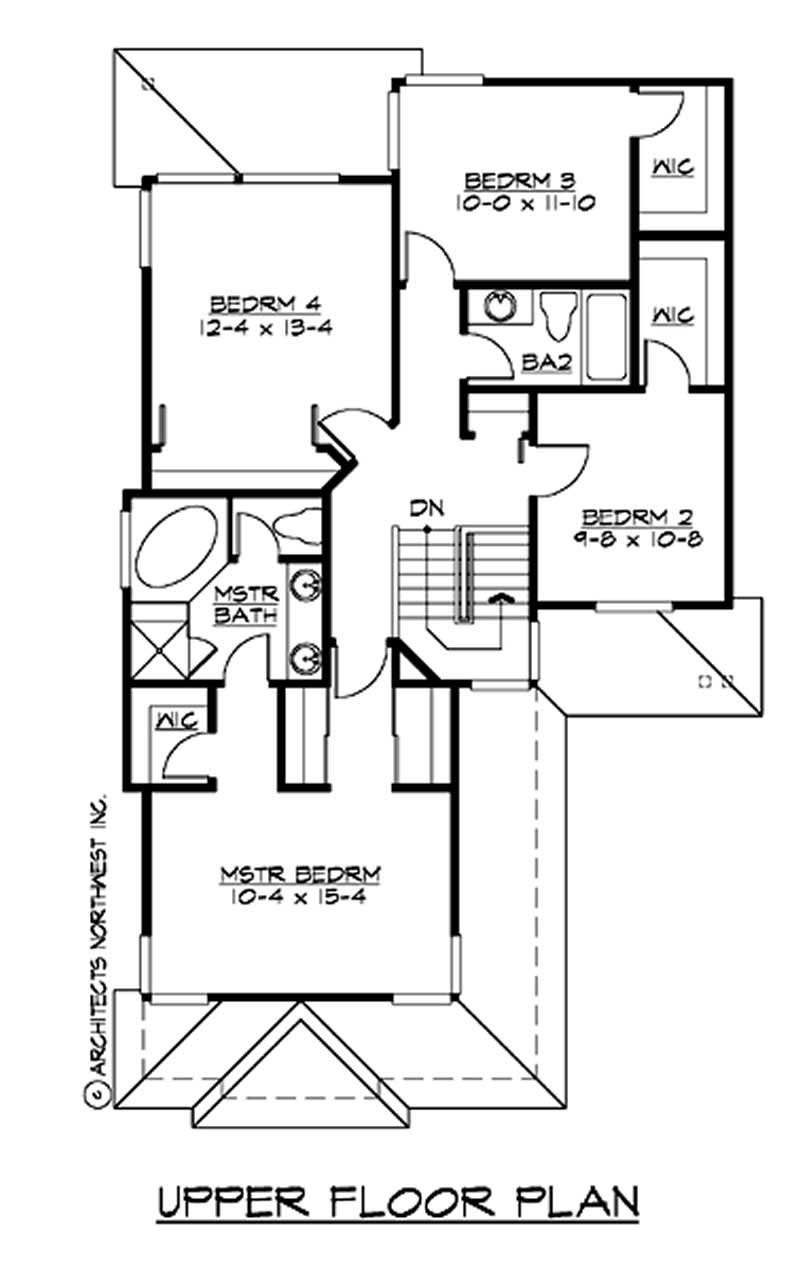 Floor Plan Second Story of Multi-Level Plan #115-1277