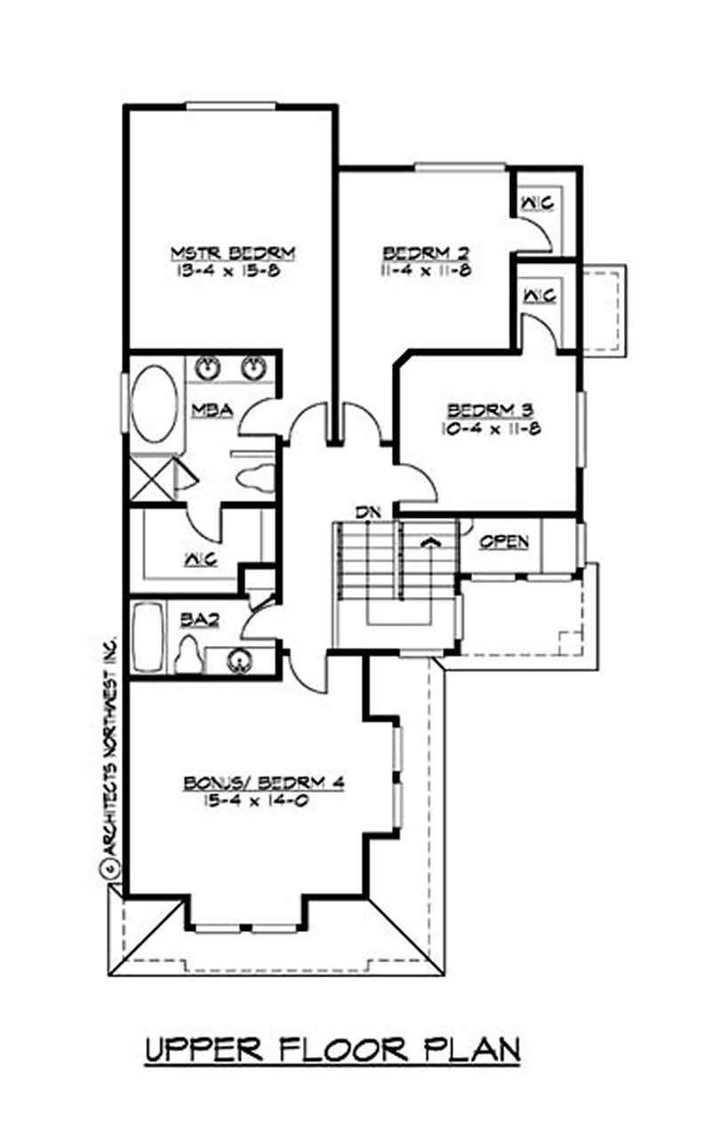 Floor Plan Second Story of Craftsman Plan #115-1280