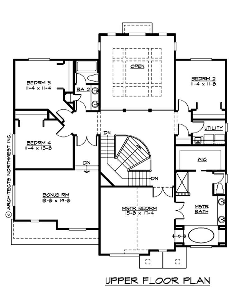 Floor Plan Second Story of Craftsman Plan #115-1281