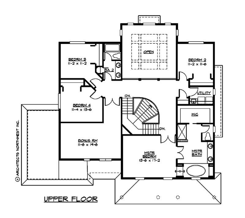 Floor Plan Second Story of Country Plan #115-1282