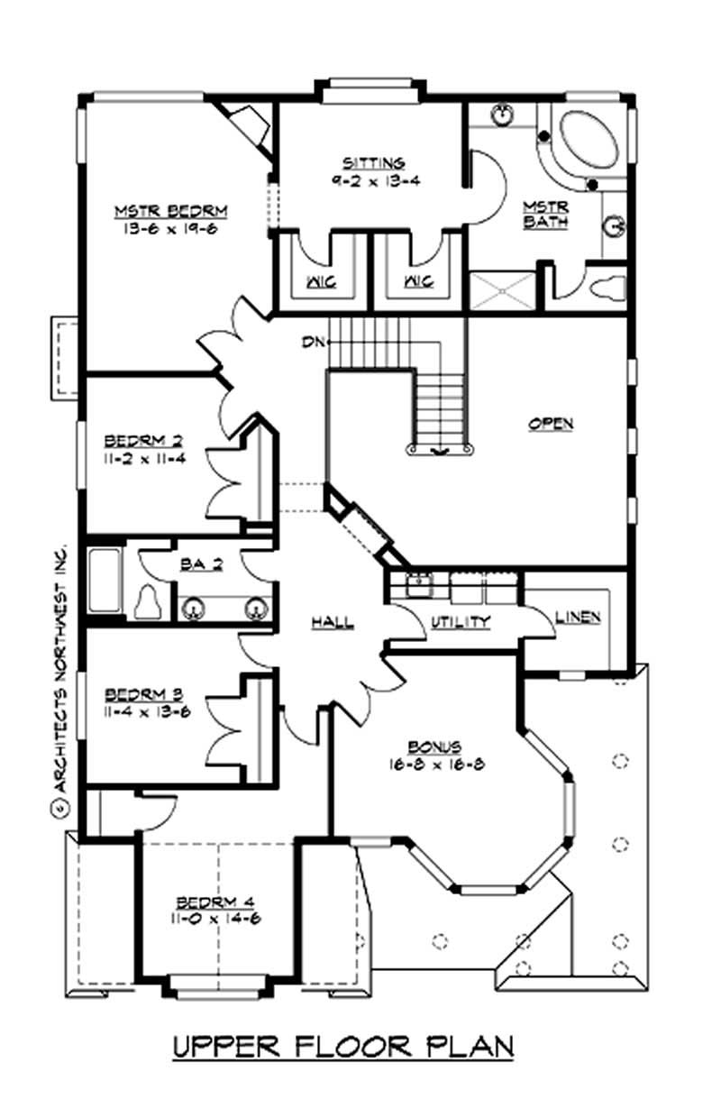 Floor Plan Second Story of Craftsman Plan #115-1283