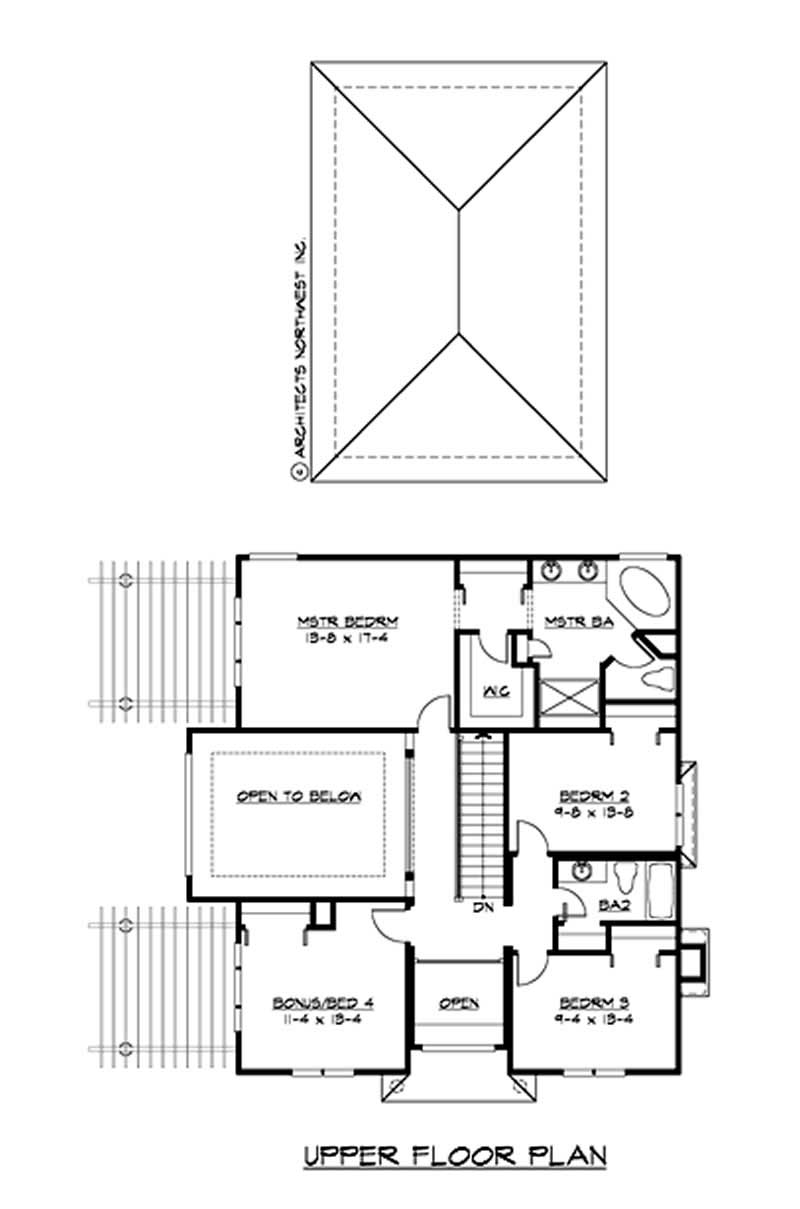 Floor Plan Second Story of Colonial Plan #115-1284