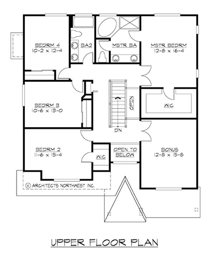 Floor Plan Second Story of Ranch Plan #115-1285