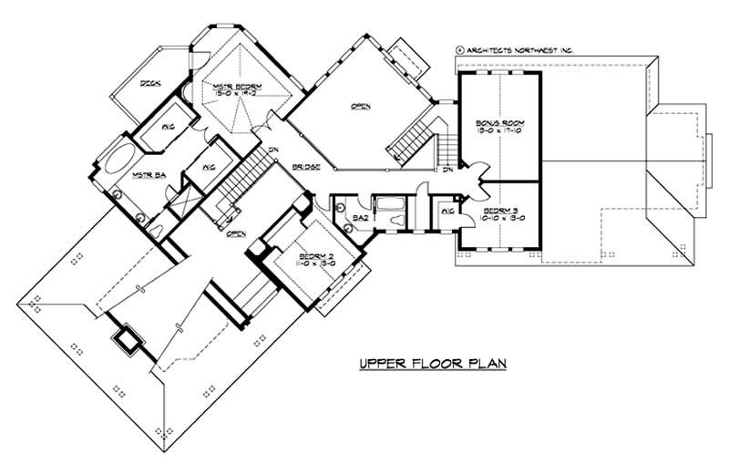 Floor Plan Second Story of European Plan #115-1286