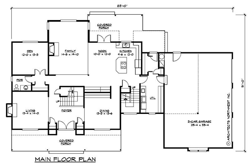 Floor Plan First Story of Ranch Plan #115-1287