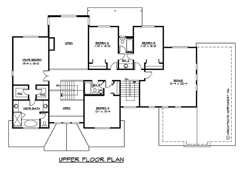 Floor Plan Second Story of Ranch Plan #115-1287
