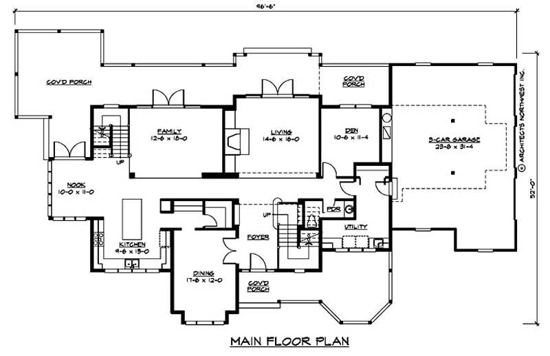 Floor Plan First Story of Country Plan #115-1288