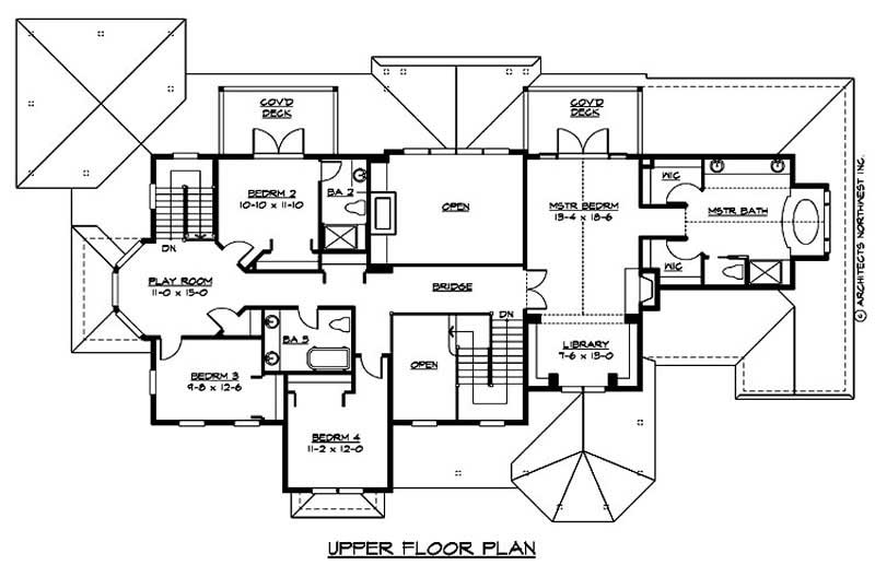 Floor Plan Second Story of Country Plan #115-1288