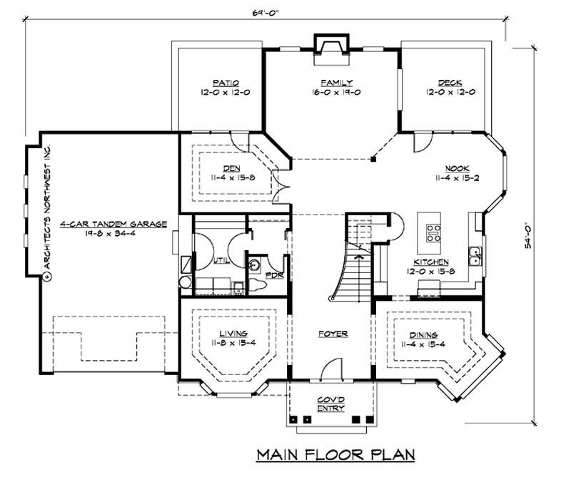 Floor Plan First Story of European Plan #115-1289