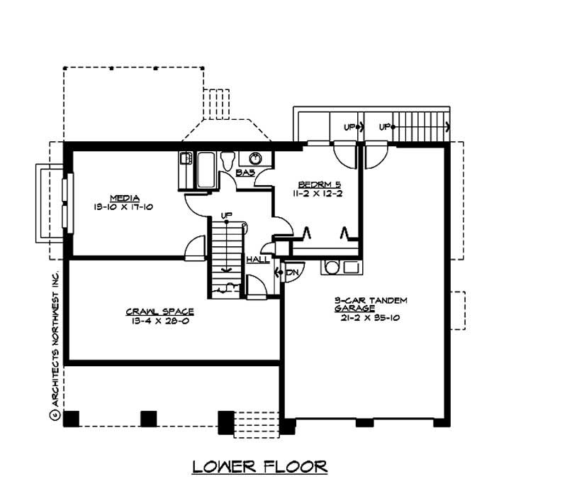 Floor Plan Basement of Multi-Level Plan #115-1290