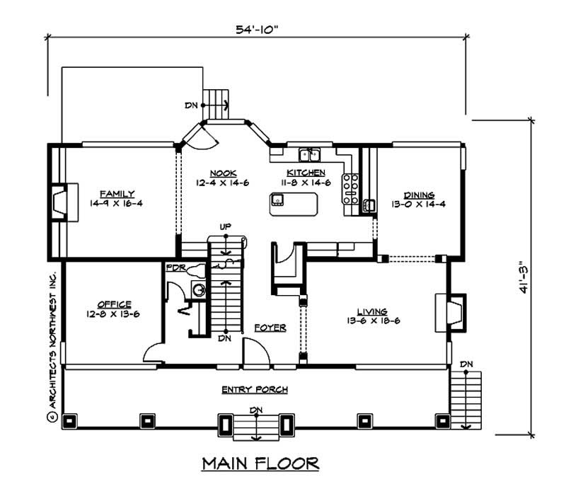 Floor Plan First Story of Multi-Level Plan #115-1290