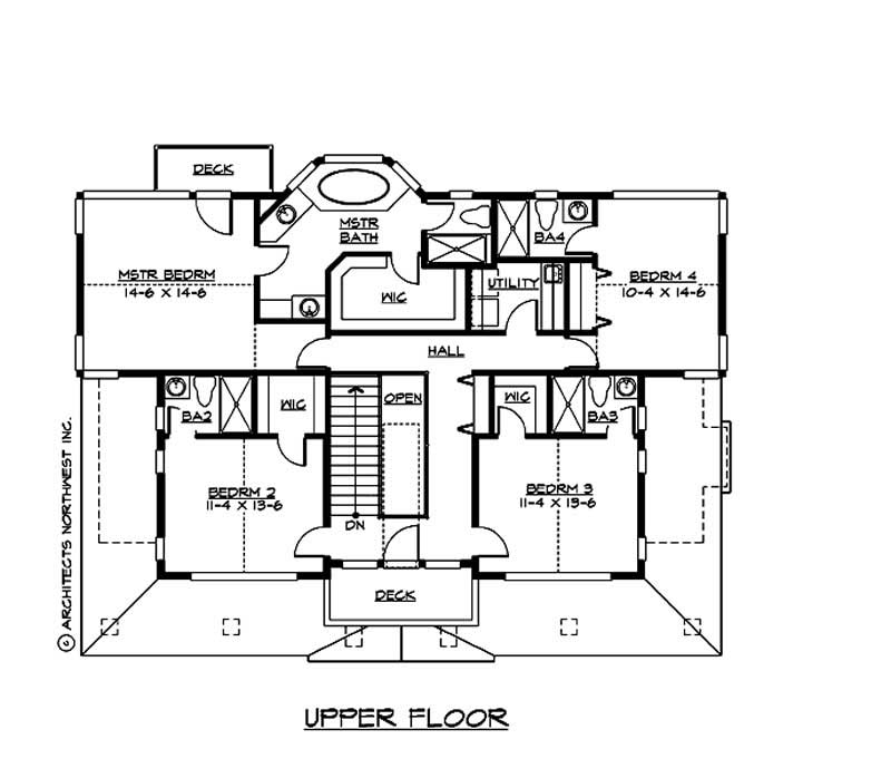 Floor Plan Second Story of Multi-Level Plan #115-1290