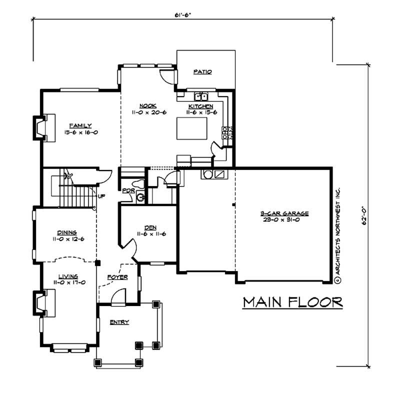 Floor Plan First Story of Multi-Level Plan #115-1293