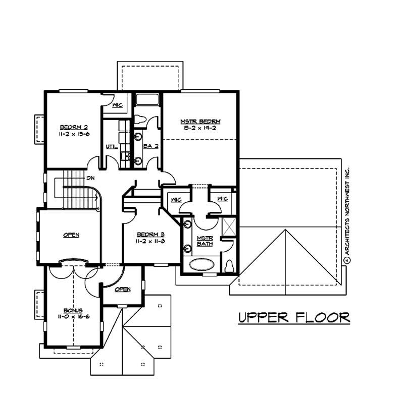 Floor Plan Second Story of Multi-Level Plan #115-1293