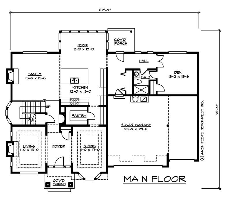 Floor Plan First Story of European Plan #115-1295