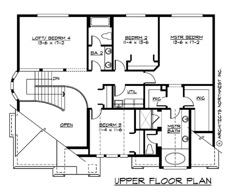 Floor Plan Second Story of Craftsman Plan #115-1298