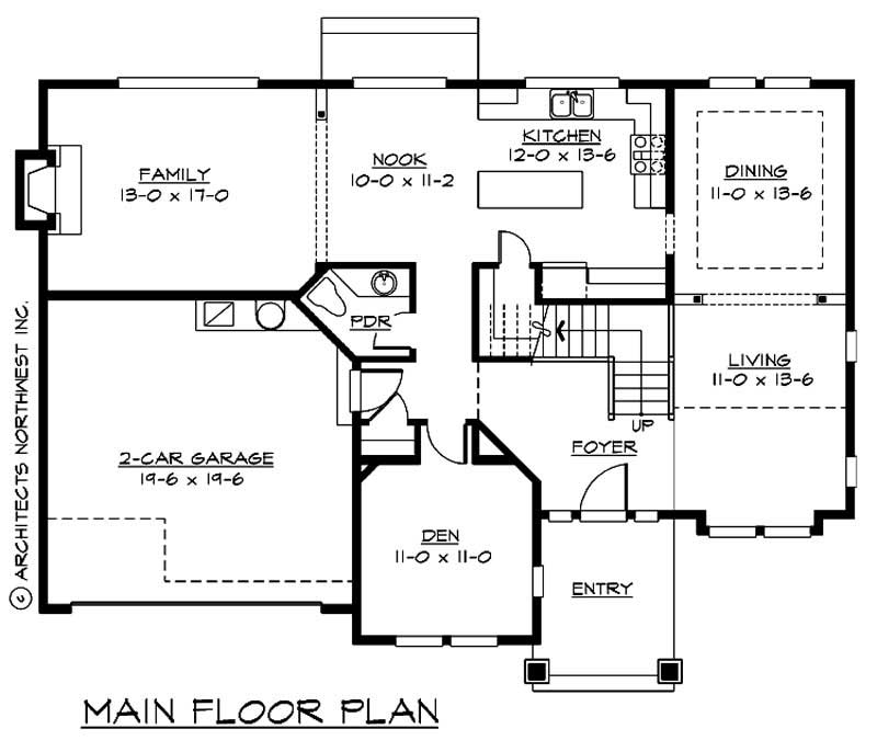 Floor Plan First Story of Craftsman Plan #115-1299