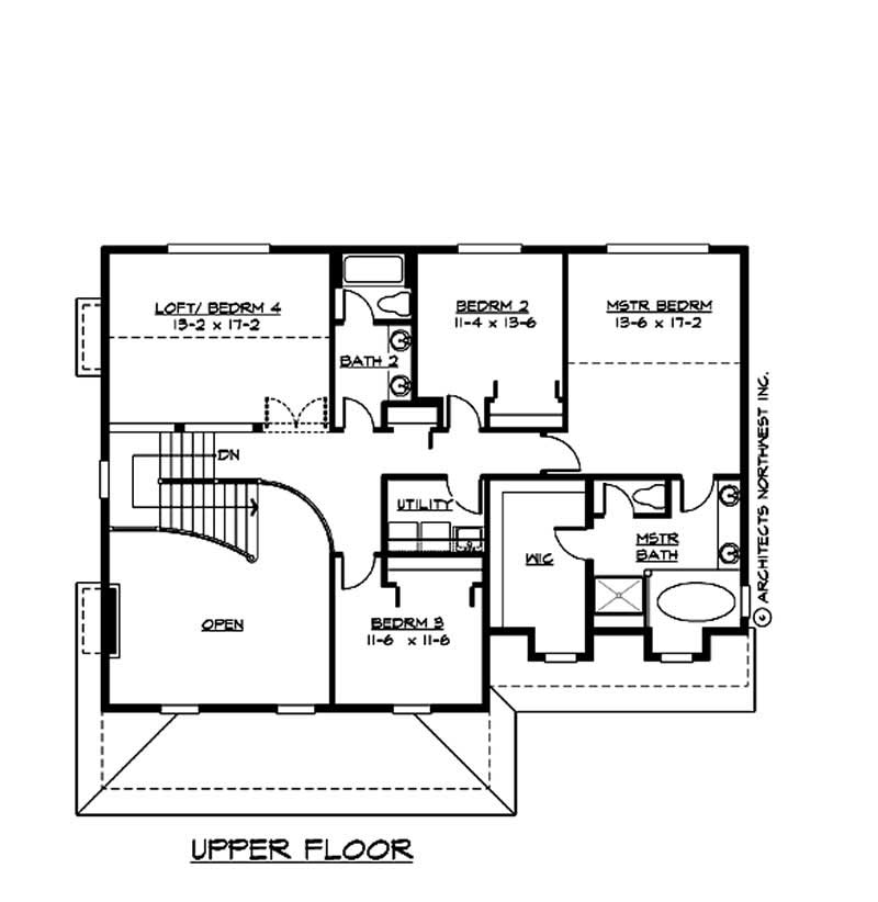 Floor Plan Second Story of Country Plan #115-1300