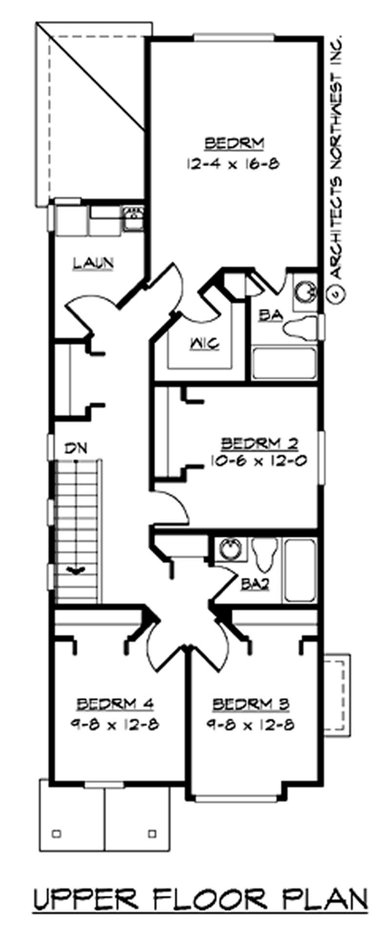Floor Plan Second Story of Multi-Level Plan #115-1301