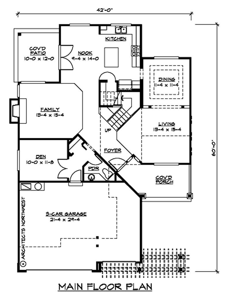 Floor Plan First Story of Multi-Level Plan #115-1302