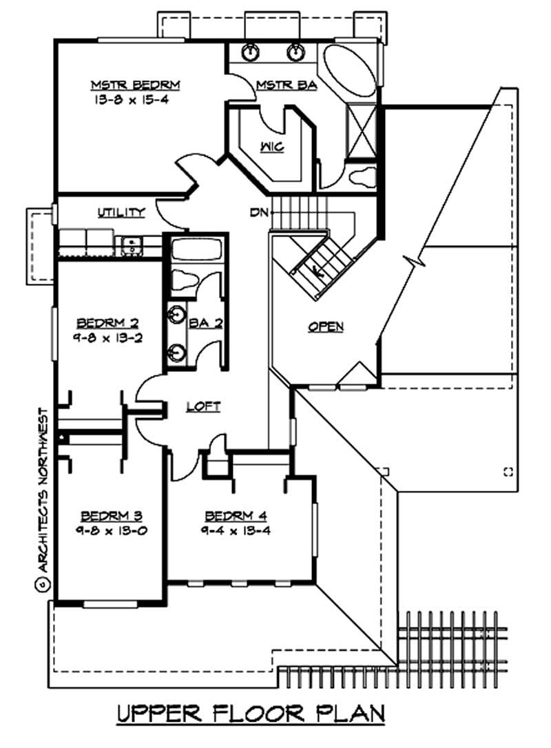 Floor Plan Second Story of Multi-Level Plan #115-1302