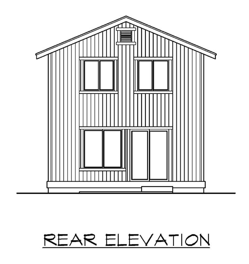 Home Plan Rear Elevation of this 4-Bedroom,1625 Sq Ft Plan -115-1303