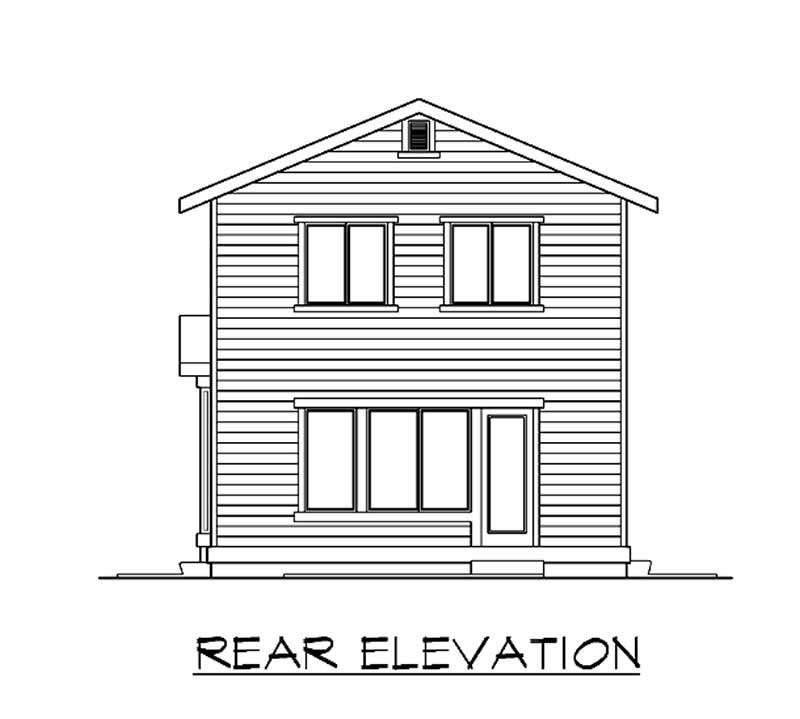 Home Plan Rear Elevation of this 4-Bedroom,1610 Sq Ft Plan -115-1304