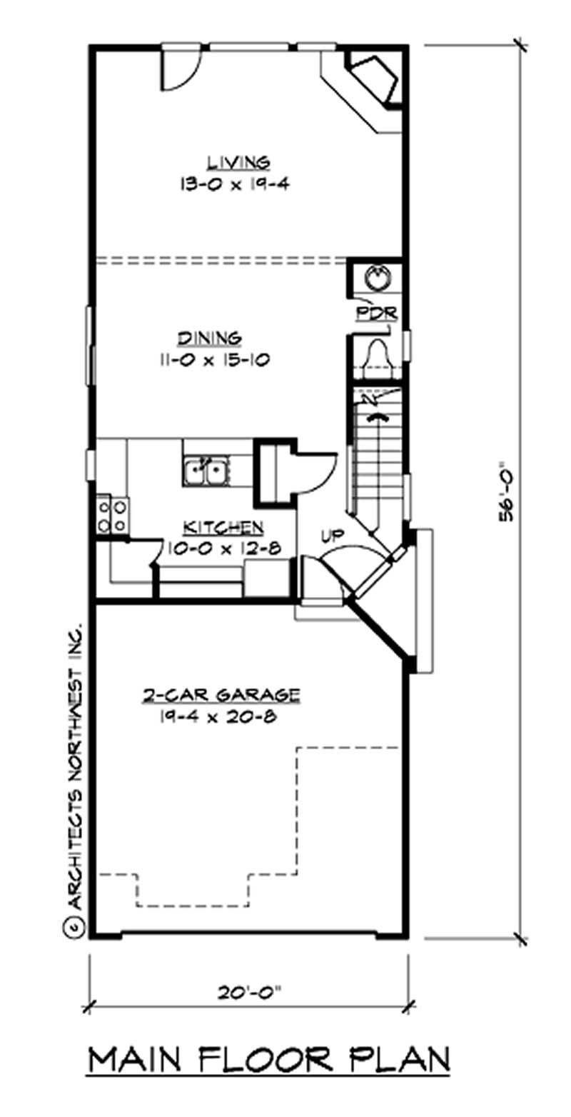 Floor Plan First Story of Multi-Level Plan #115-1304