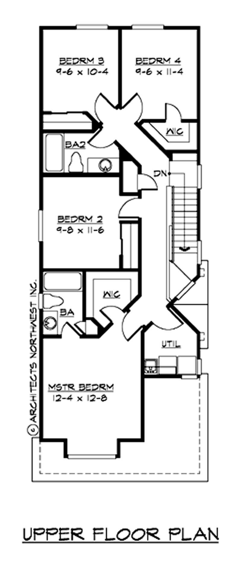 Floor Plan Second Story of Multi-Level Plan #115-1304