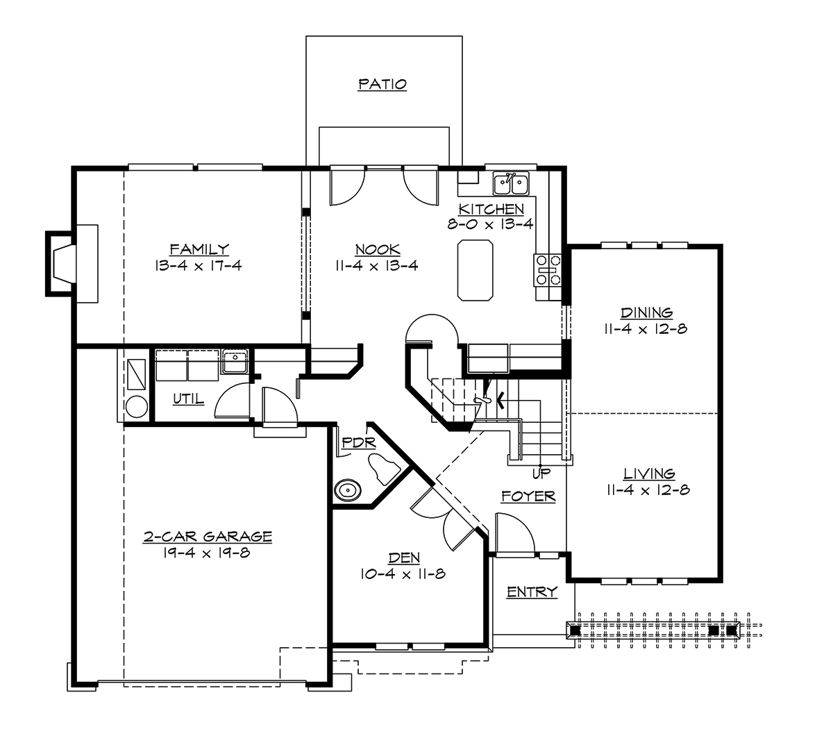 Floor Plan First Story of Ranch Plan #115-1305